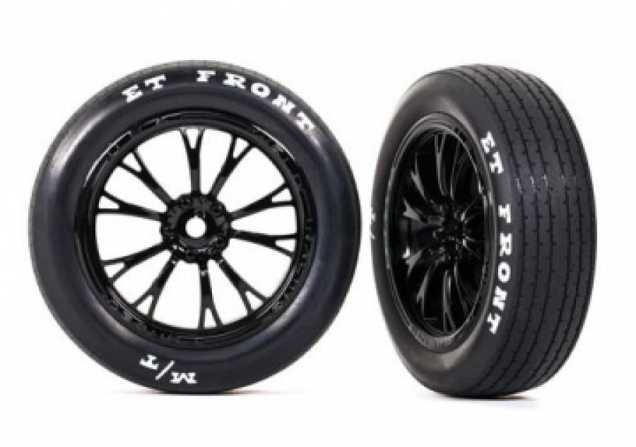 Traxxas Tires & Wheels Front Black (2)  Drag Slash TRX9474