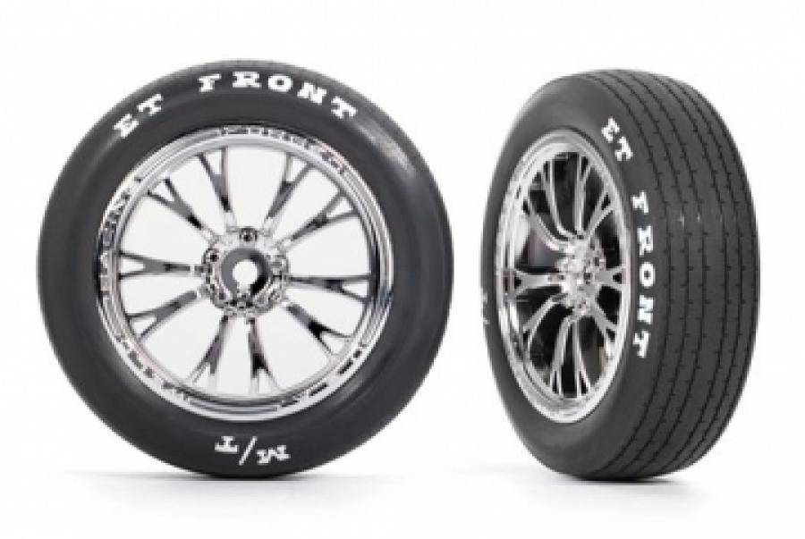 Traxxas Tires & Wheels Front Chrome (2)  Drag Slash TRX9474R