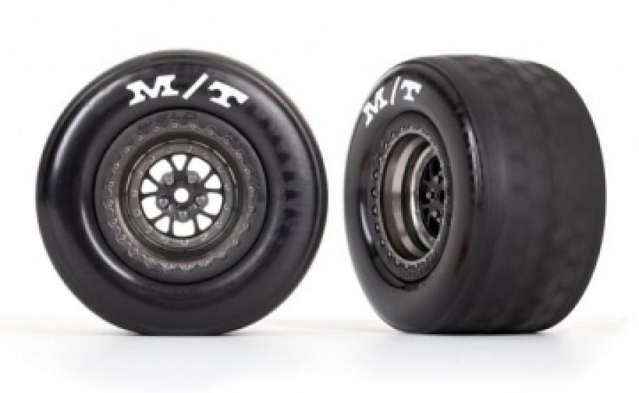 Traxxas Tires & Whels Rear Matt Black Chrome (2)  Drag Slash TRX9475A
