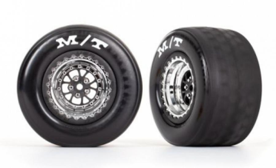 Traxxas Tires & Wheels Rear Chrome (2)  Drag Slash TRX9475R