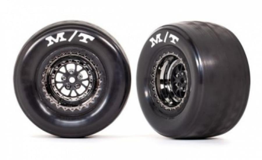Traxxas Tires & Whels Rear Black Chrome (2)  Drag Slash TRX9475X