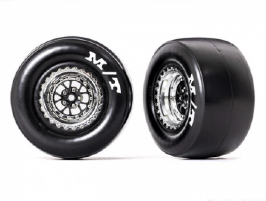 Traxxas Tires & Whels Rear Chrome Mickey Thompson (2)  Drag Slash TRX9476R
