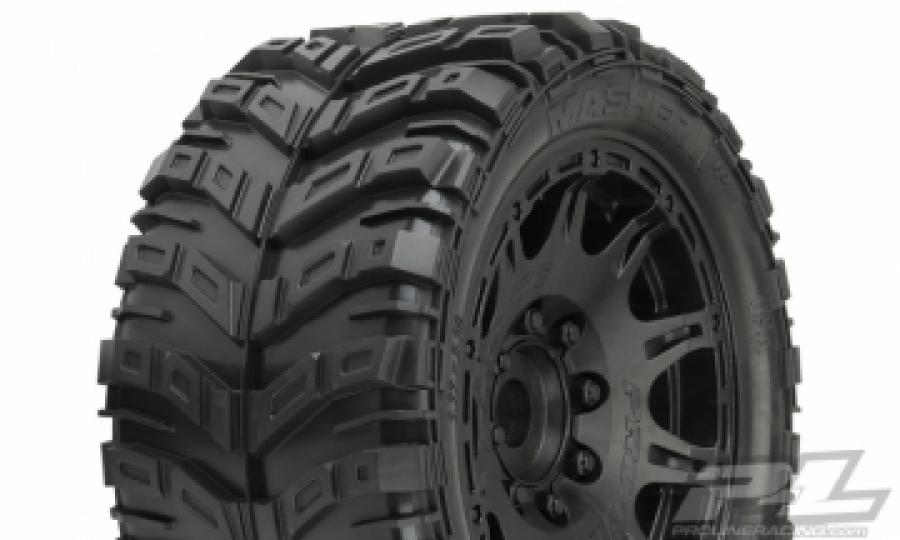 Masher X HP All Terrain BELTED Tires Mounted on Raid 5.7" Black Wheels (2) for X-MAXXÂ®