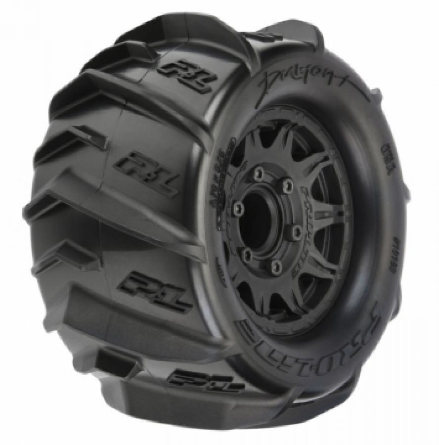 Dumont 2.8" Sand/Snow Tires Mounted on Raid Black 6x30 Removable Hex Wheels (2) for StampedeÂ® 2wd & 4wd FR