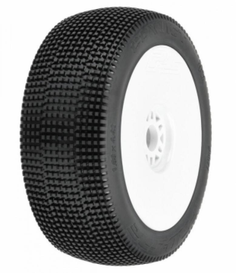 Convict S3 (Soft) Off-Road 1:8 Buggy Tires Mounted on White 17mm Wheels (2) for Front or Rear