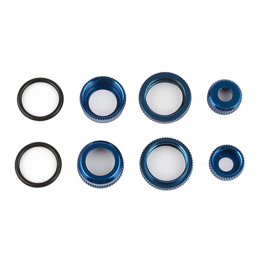 Team Associated Reflex 14B/14T Ft Shock Caps/Collars Bl. Alum