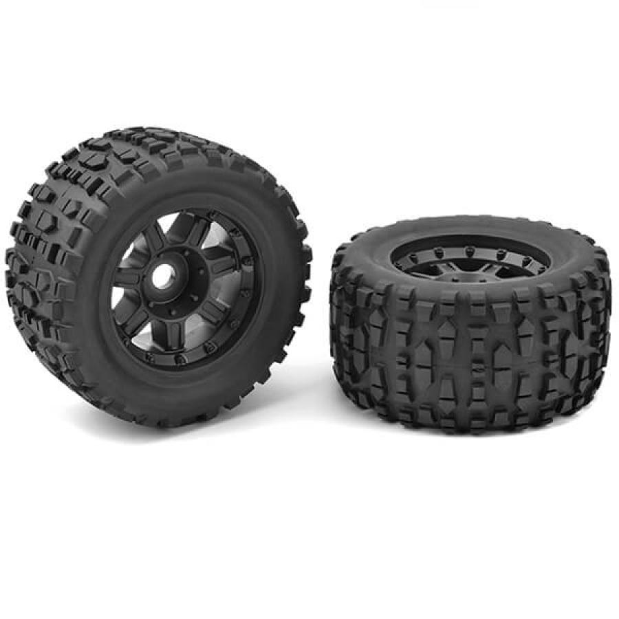 CORALLY MONSTER TRUCK TIRES XL 4S GRABBER GLUED ON BLACK RIMS