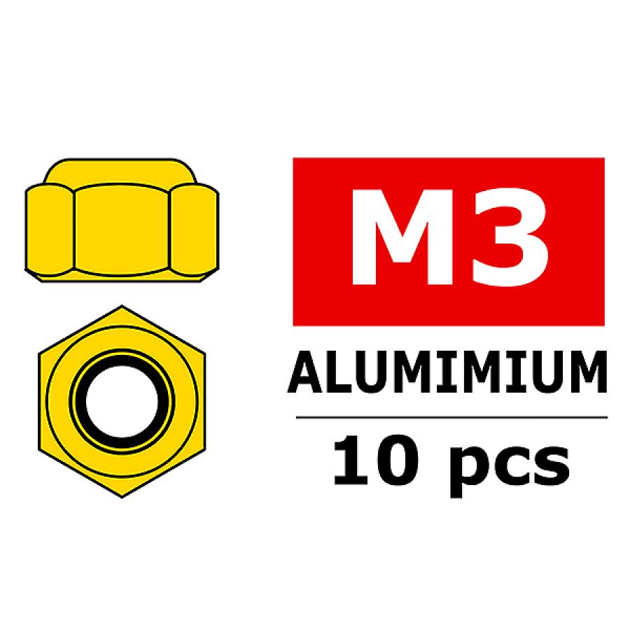 CORALLY ALUMINIUM NYLSTOP NUT M3 GOLD 10 PCS