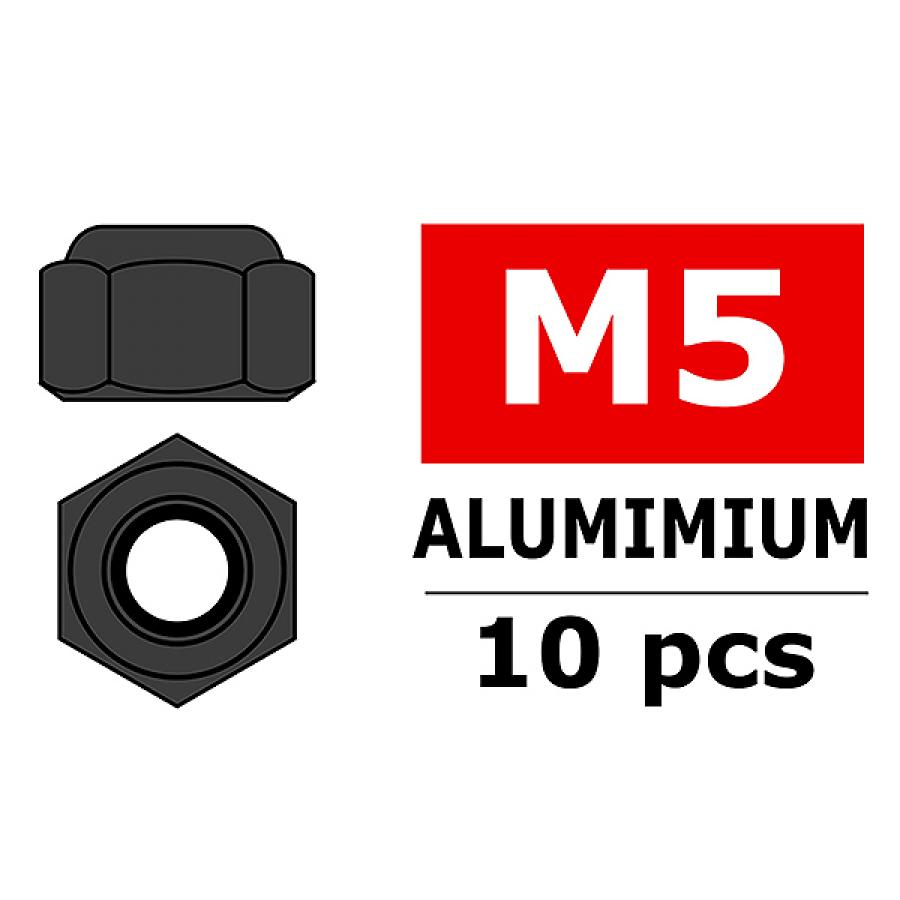 CORALLY ALUMINIUM NYLSTOP NUT M5 GUN METAL 10 PCS