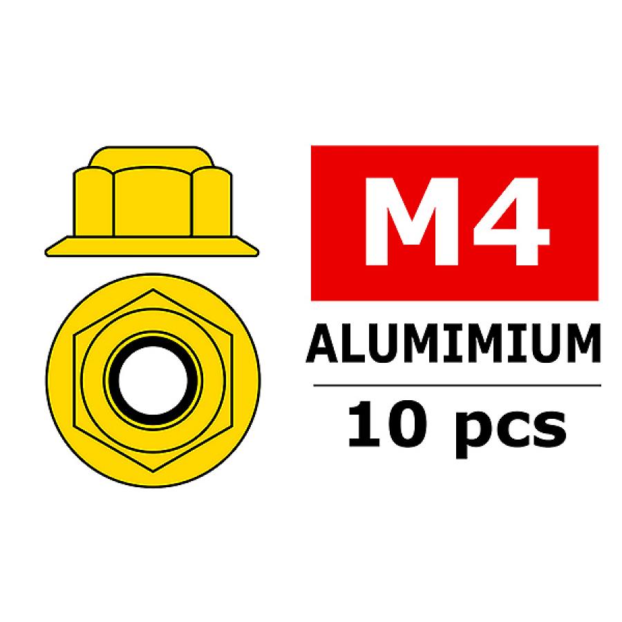 CORALLY ALUMINIUM NYLSTO P NUT M4 FLANGED GOLD 10 P