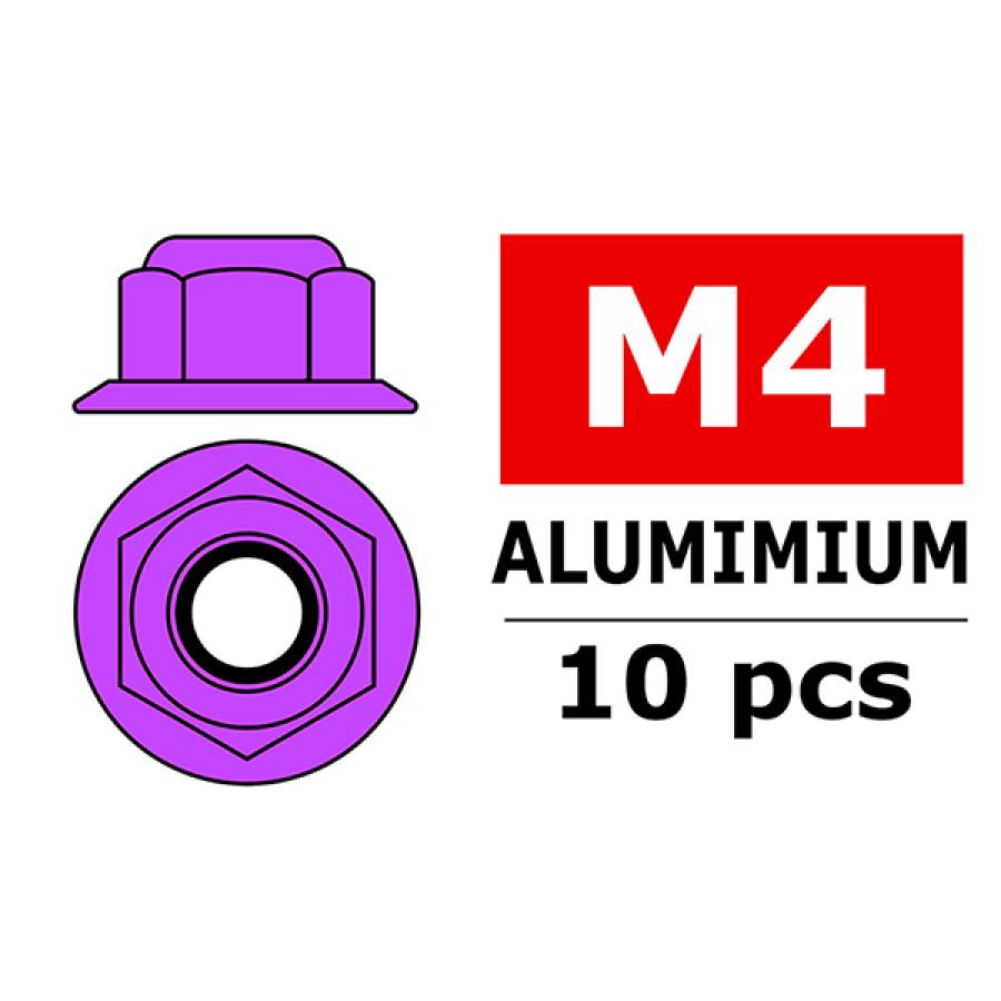 CORALLY ALUMINIUM NYLSTO P NUT M4 FLANGED PURPLE 10