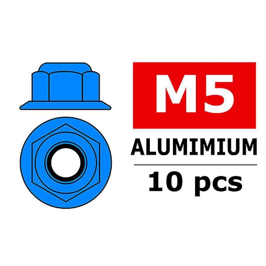 CORALLY ALUMINIUM NYLSTO P NUT M5 FLANGED BLUE 10 P