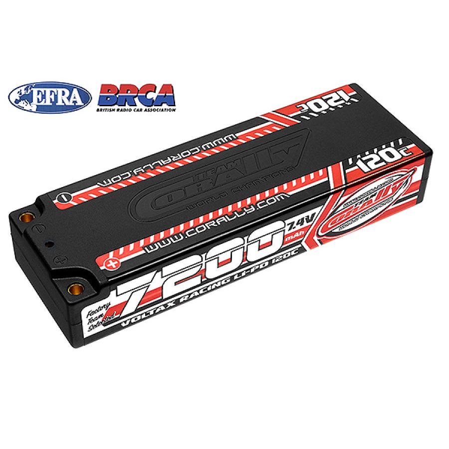 CORALLY VOLTAX 120C LIPO BATTERY 7200MAH 7.4V STICK 2S 4MM BULLIT
