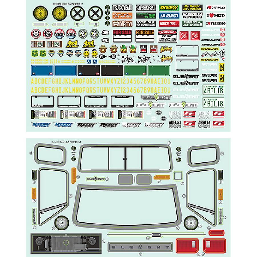 ELEMENT RC SENDERO BODY DECAL