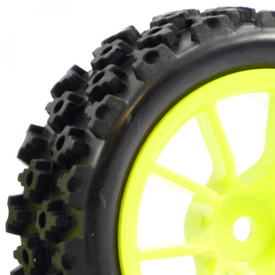 FASTRAX 1/10 STREET/RALLY TYRE 10SP NEON YELLOW WHEEL