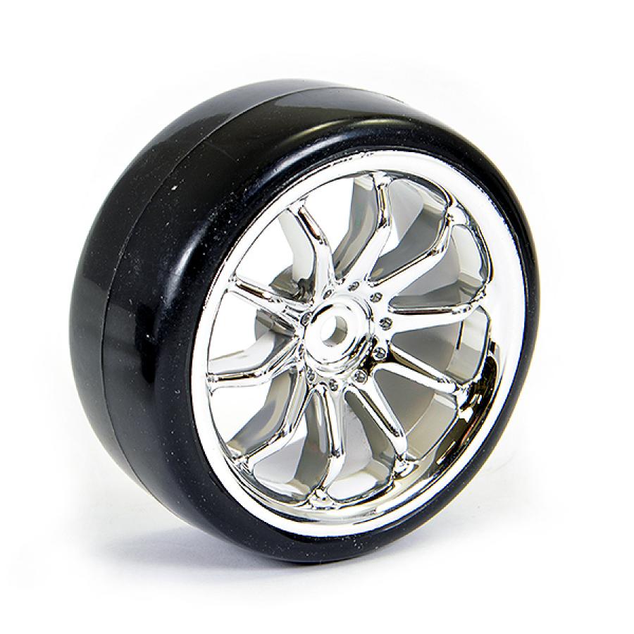 Fastrax 1/10 Street/Drift 10Sp Scale Chrome Wheel & V2 Tyre