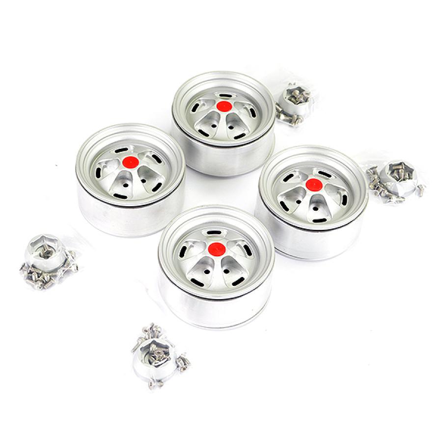 Fastrax Aluminum Beadlock Star 1.9" Wheels - Silver (4Pc)