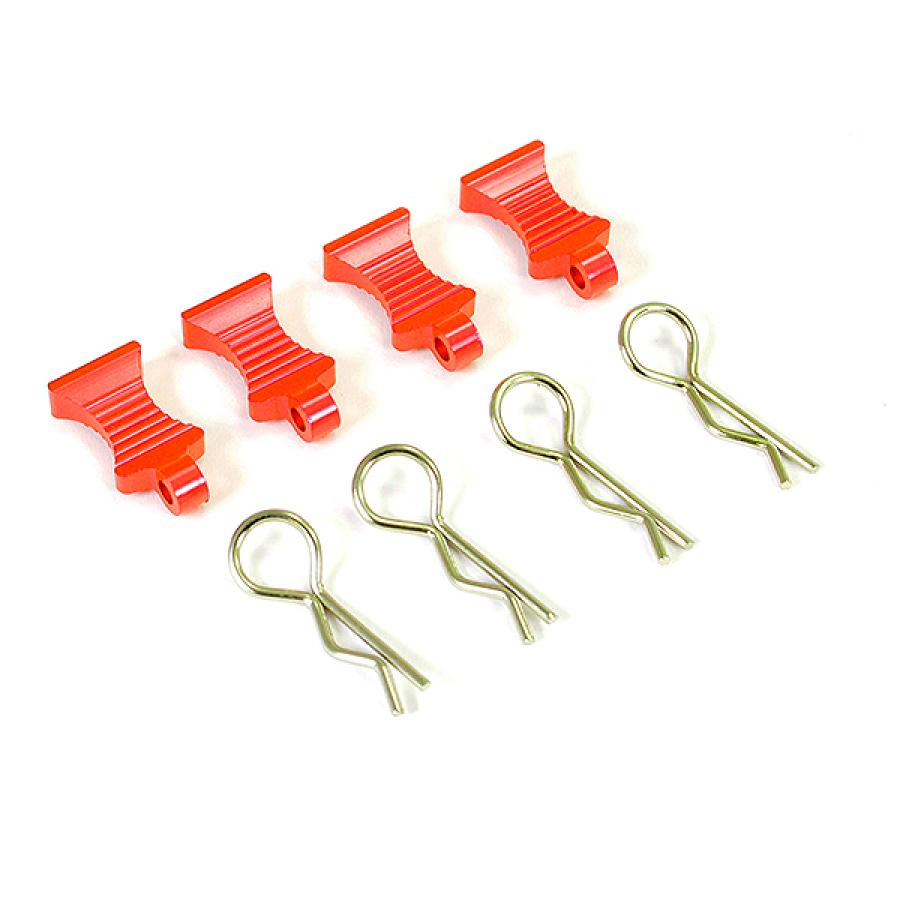 Fastrax Pro Aluminium Easypull Tabs & Bodyclips (4Pc) - Red