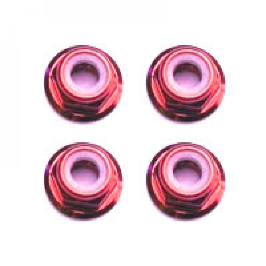 FASTRAX M3 RED FLANGED LOCKNUTS 4PCS