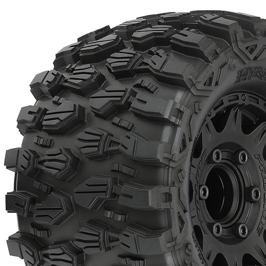 Hyrax 2.8" All Terrain Tires Mounted on Raid Black 6x30 Removable Hex Wheels (2) for StampedeÂ® 2wd & 4wd Front and Rear