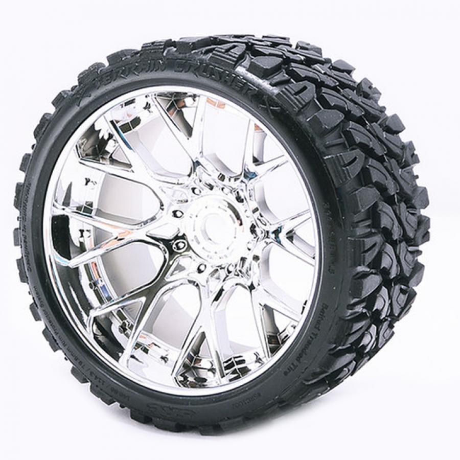 Sweep Terrain Crusher Belted T Yre Silver 17Mm Wheel 1/2 Offs