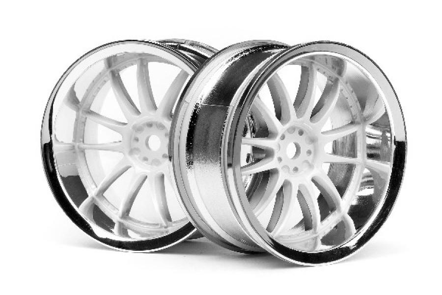 HPI Racing  WORK XSA 02C WHEEL 26mm CHROME/WHITE (6mm OFFSET) 3284