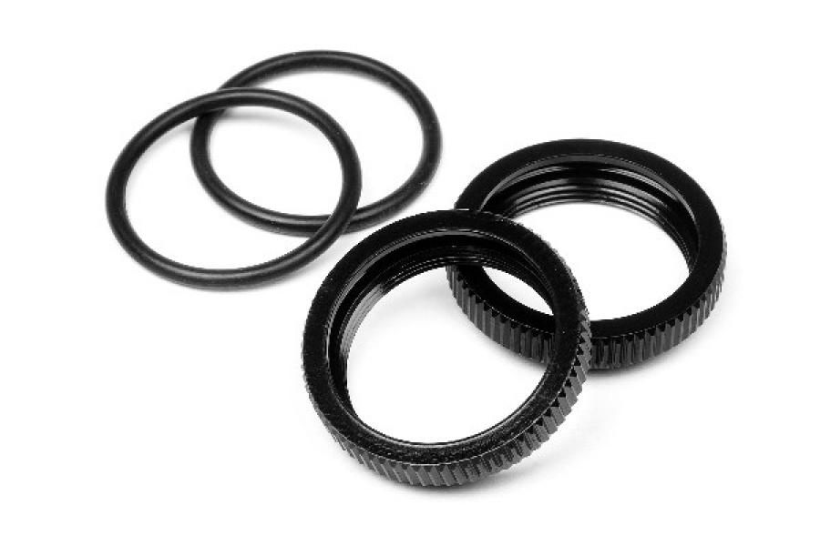 HPI Racing  Big Bore Shock Spring Adjust Nut (Black/2Pcs) 67528