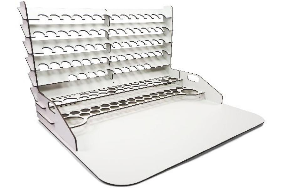 Paint display&work station w. vertical storage 