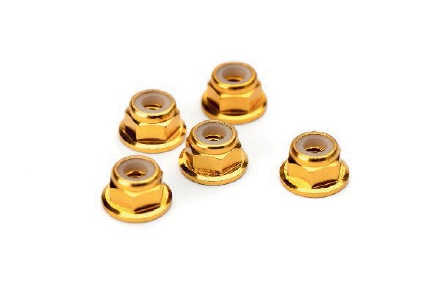 4MM Flange LockNuts Gold