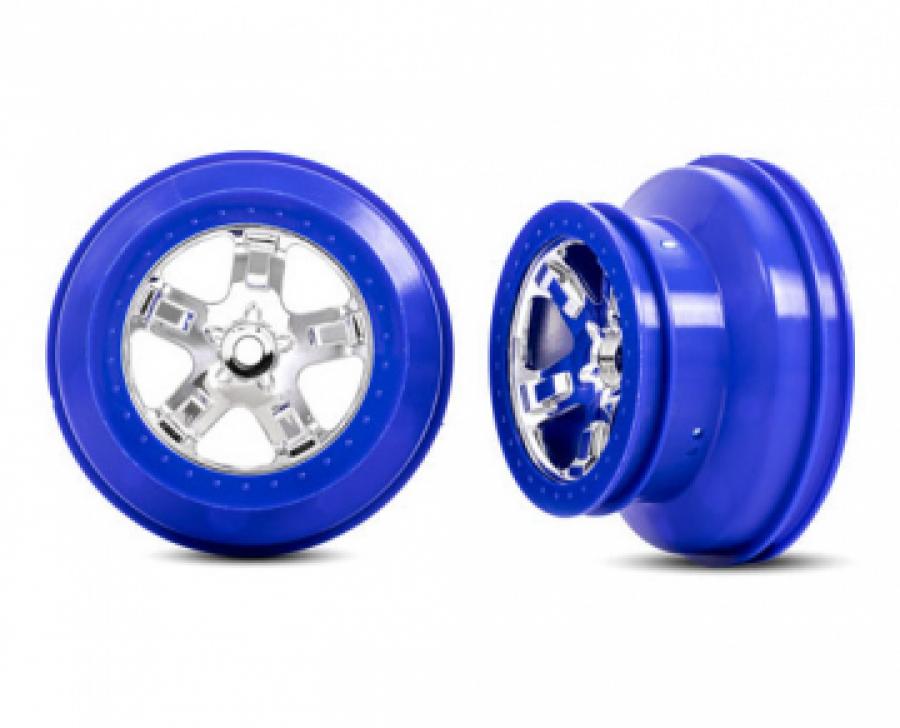 Traxxas Wheels SCT Chrome-Blue 2.2/3.0" 4WD/2WD Front (2) TRX5868A