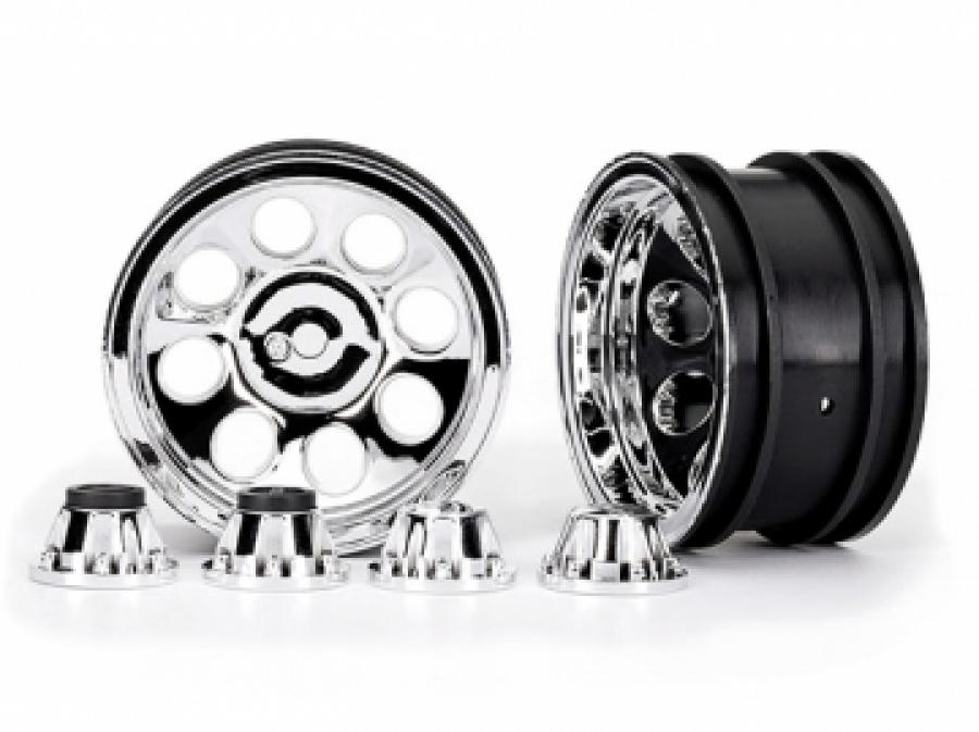 Traxxas Wheels 8-Hole Mag Chrome 2.2 + Center Caps (for Stub Axle #8225A) TRX8163