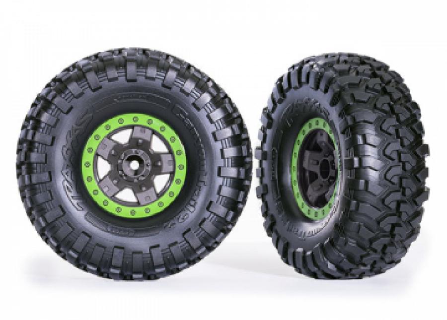 Traxxas Tires & Wheels Canyon Trail/TRX-4 Black 2.2 Green (2) TRX8181-GRN