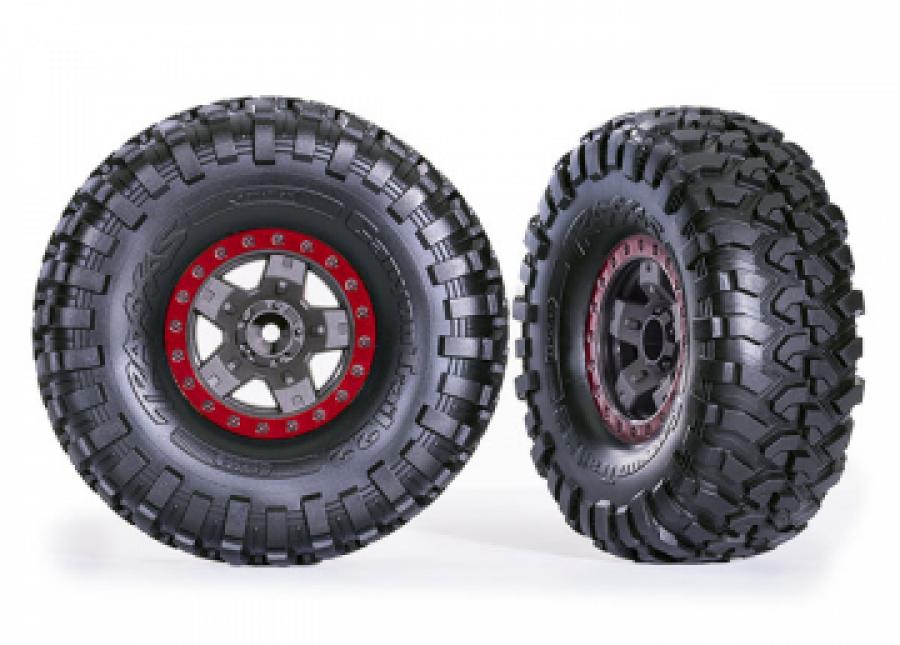 Traxxas Tires & Wheels Canyon Trail/TRX-4 Black 2.2 Red (2) TRX8181-RED