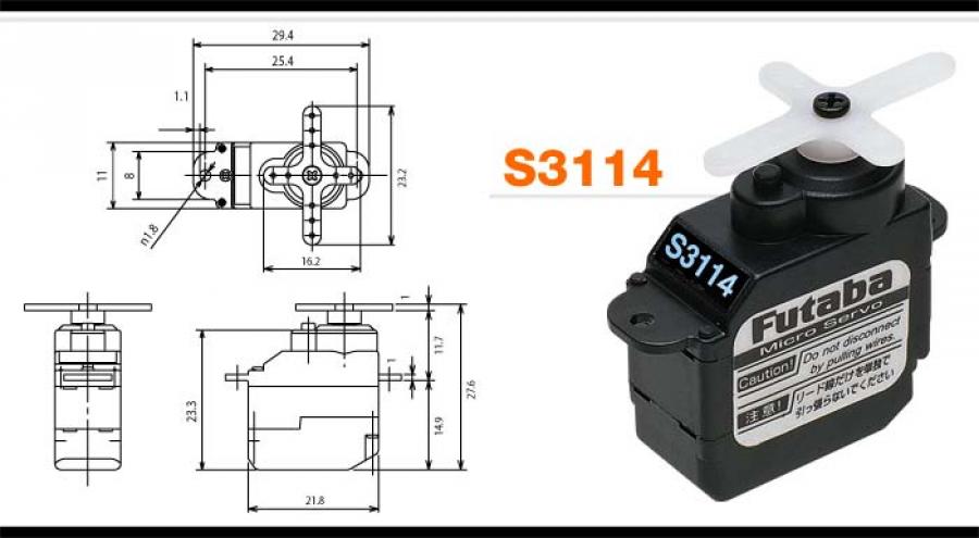 Servo S3114 Sub-Micro  1.7kg 0.09s