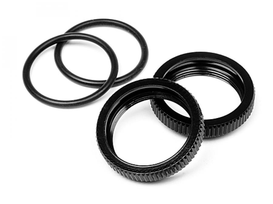 HPI Racing  Big Bore Shock Spring Adjust Nut (Black/2Pcs) 67528