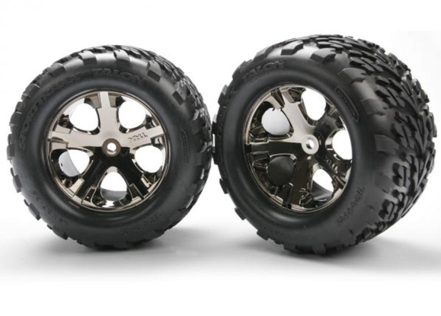 Traxxas Tires & Wheels Talon/All-Star Black Chrome 2.8" TSM (2) TRX3668A