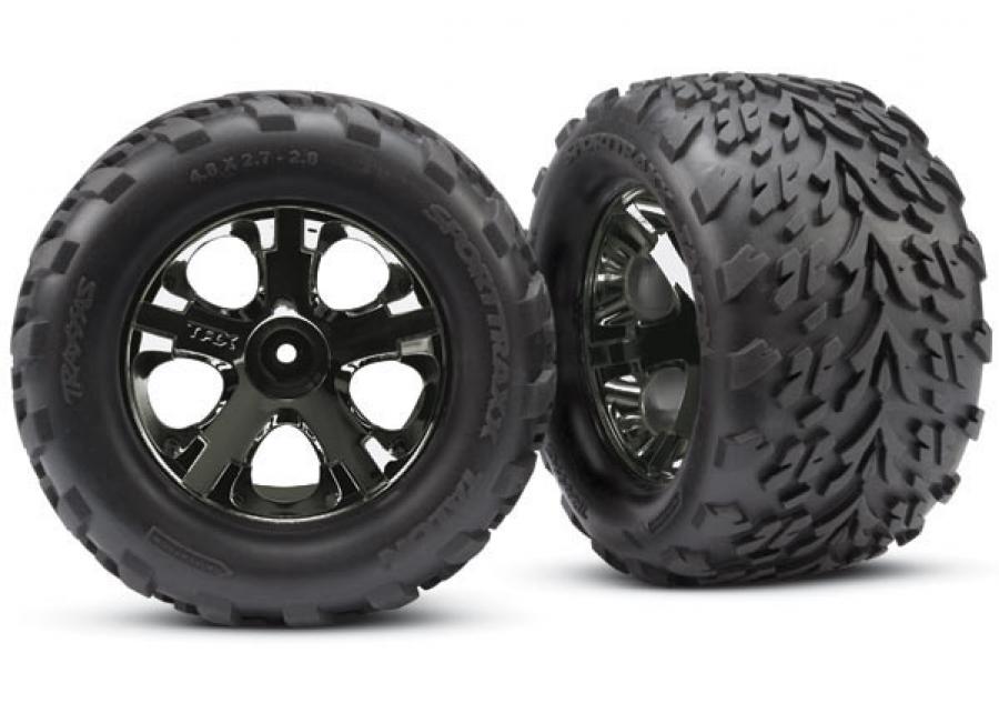 Traxxas Tires & Wheels Talon/All-Star Black Chrome 2.8" TSM (2) TRX3669A