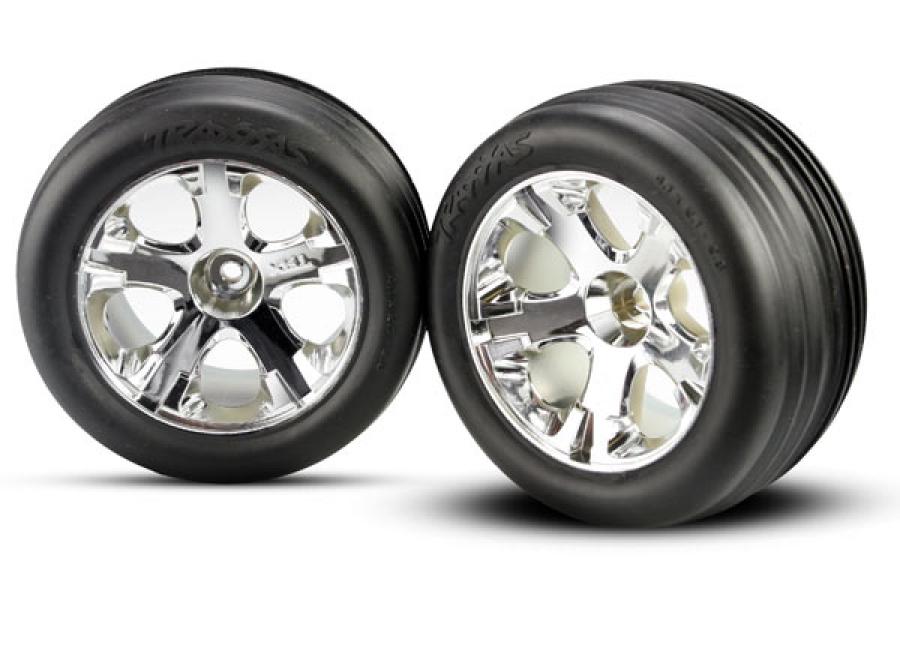Traxxas Tires & Wheels Ribbed/All-Star Chrome 2,8" Front  (2) TRX3771