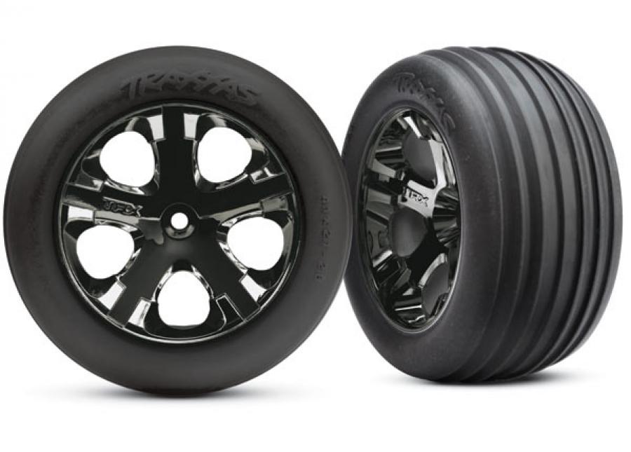 Traxxas Tires & Wheels Ribbed/All-Star Black Chrome 2.8" Front (2) TRX3771A