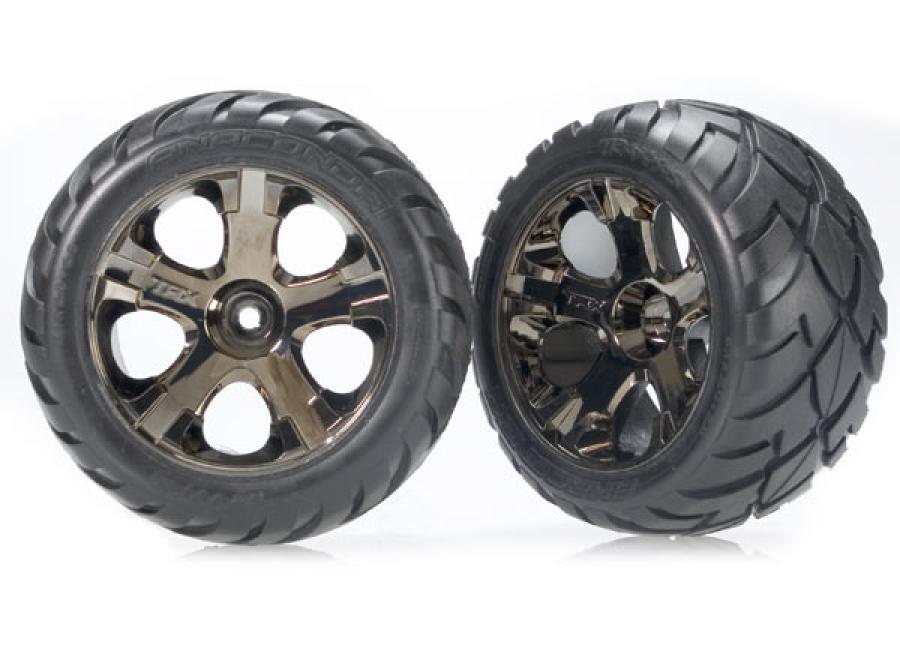 Traxxas Tires & Wheels Anaconda/All-Star Black Chrome 2.8" Front (2) TRX3776A