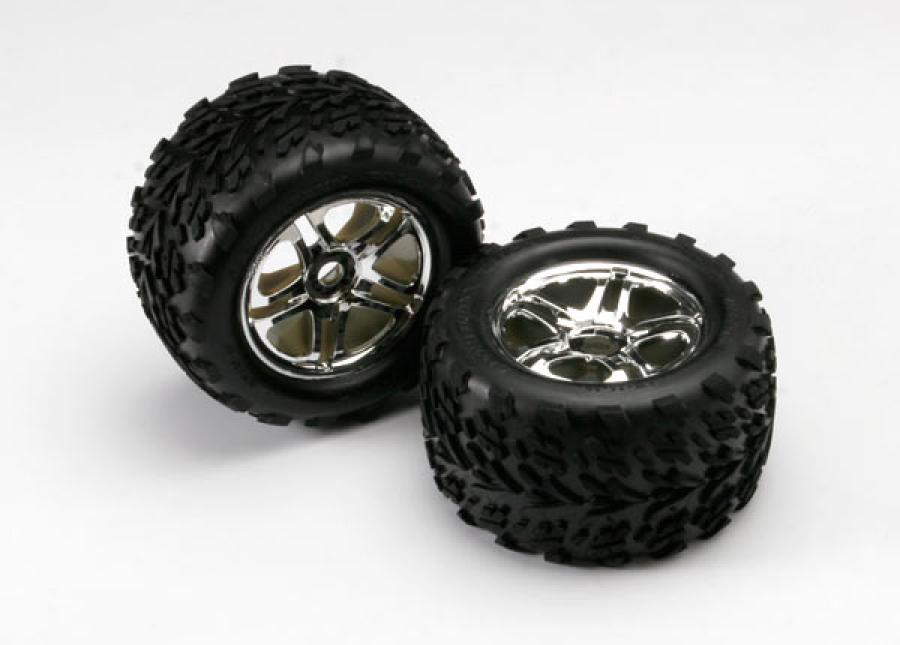 Traxxas Tires & Wheels Talon/SS Chrome (17mm) 3.8" (2) TRX5174R