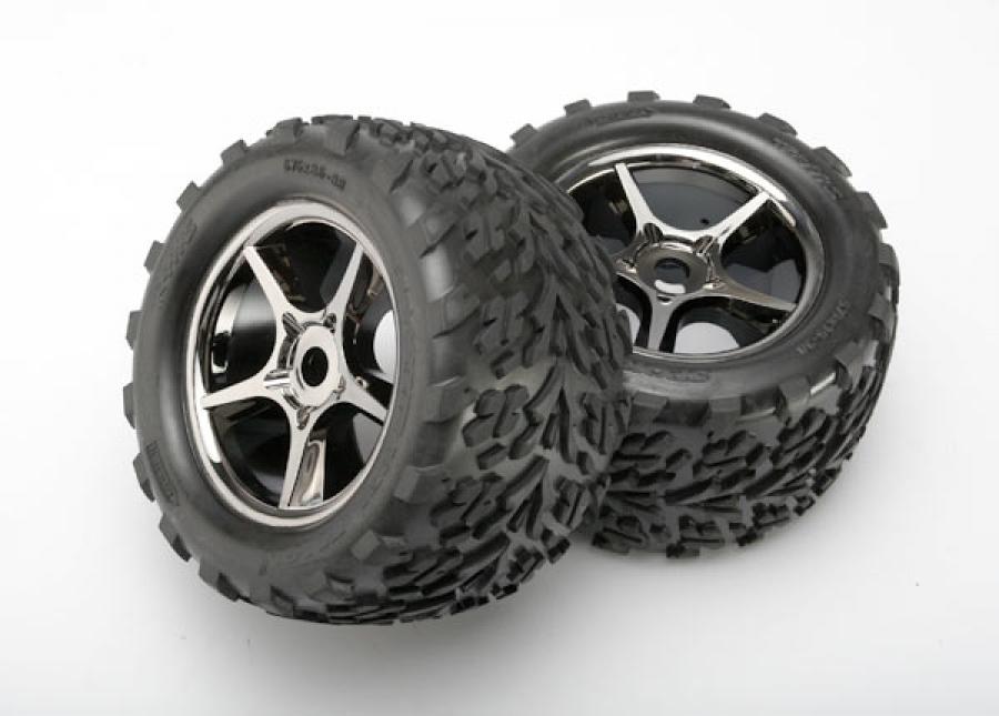 Traxxas Tires & Wheels Talon/Gemini Black Chrome (17mm) 3,8" TSM (2) TRX5374X