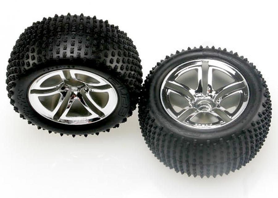 Traxxas Tires & Wheels Alias/Twin-Spoke (Nitro Rear) 2.8" (2) TRX5572R