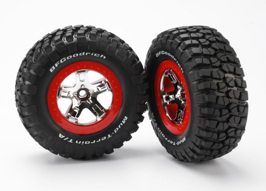 Traxxas Tires & Wheels BFGoodrich/SCT Chrome-Red 2WD Front (2) TRX5869
