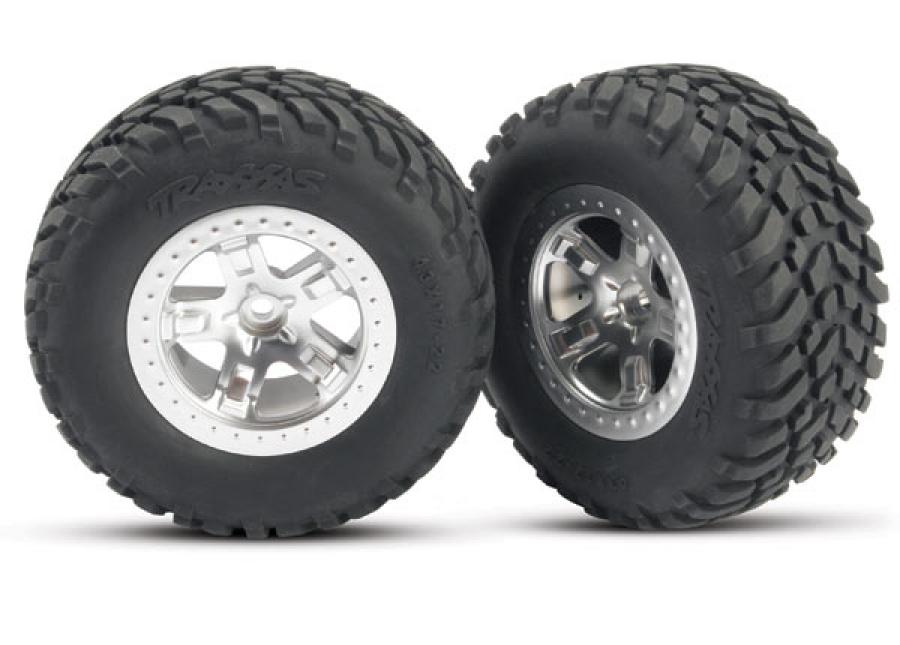 Traxxas Tires & Wheels SCT/SCT Satin Chrome 4WD/2WD Rear (2) TRX5873