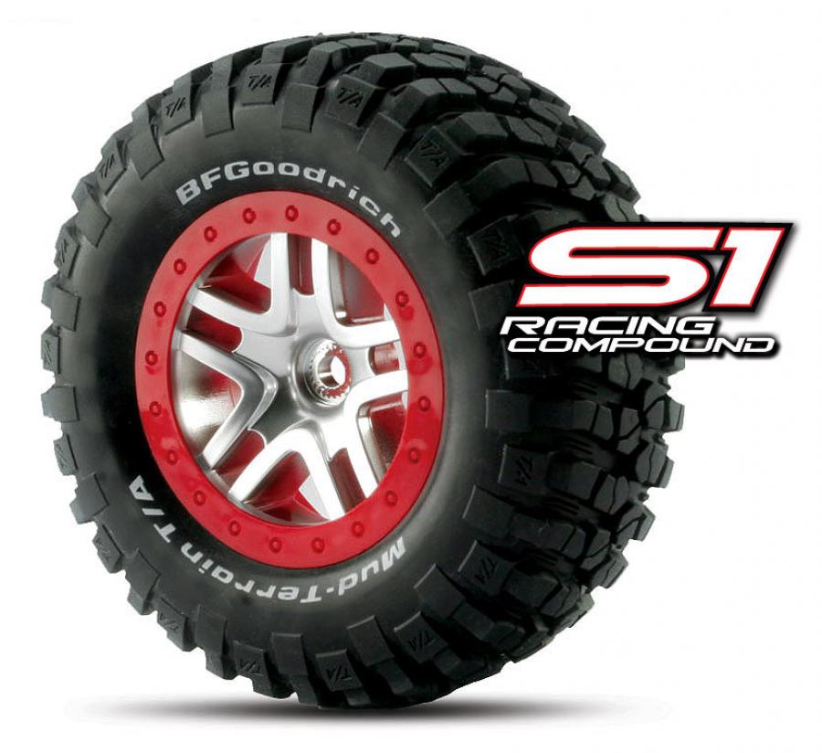 Traxxas Tires & Wheels BFGoodrich S1/S-Spoke Chrome Red 2WD Front TRX5877R