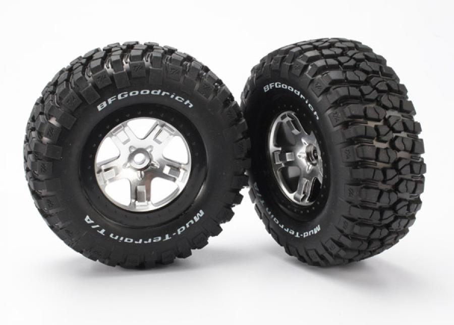 Traxxas Tires & wheels, assembled, glued (SCT satin chrome, black be TRX5878