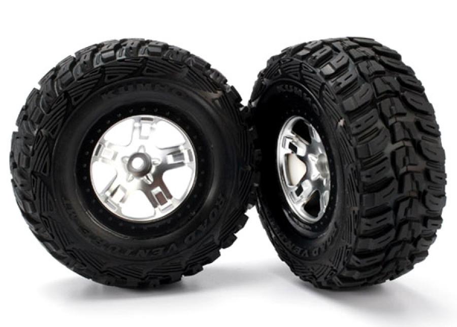 Traxxas Tires & wheels, assembled, glued (SCT satin chrome, beadlock TRX5881X