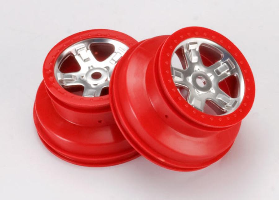 Traxxas Wheels SCT Satin Chrome-Red (14mm) 2.2/3.0" (2) TRX5972A