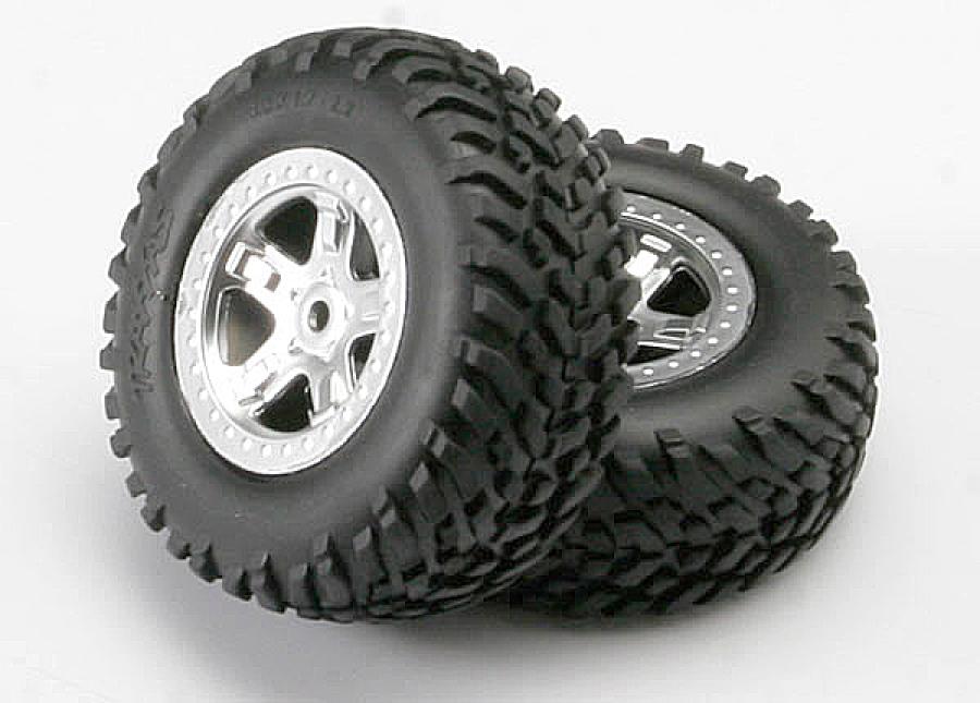 Traxxas Tires & Wheels SCT/SCT Satin Chrome (14mm) (2) TRX5973